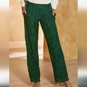 Soft Surroundings Luxetta Emerald Green Lace Pants